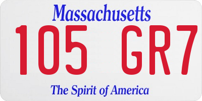 MA license plate 105GR7