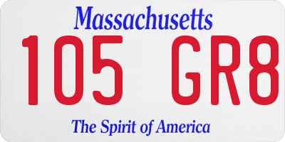 MA license plate 105GR8