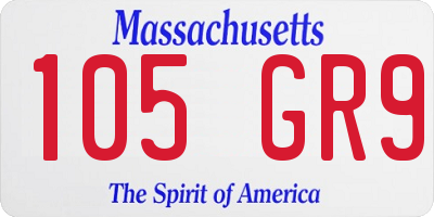 MA license plate 105GR9