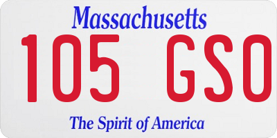 MA license plate 105GS0