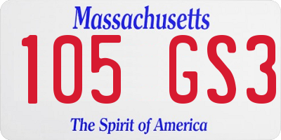 MA license plate 105GS3