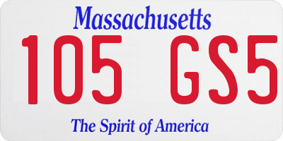 MA license plate 105GS5