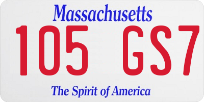 MA license plate 105GS7