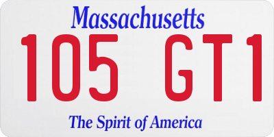 MA license plate 105GT1
