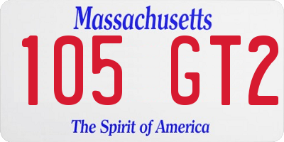 MA license plate 105GT2