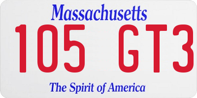 MA license plate 105GT3