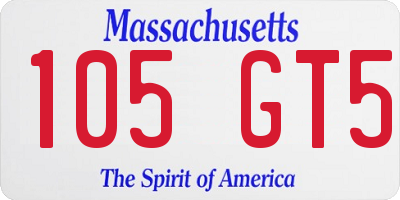 MA license plate 105GT5