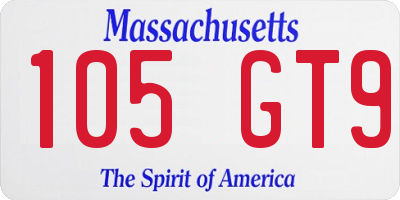 MA license plate 105GT9