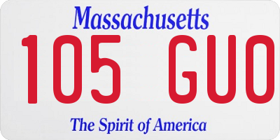 MA license plate 105GU0