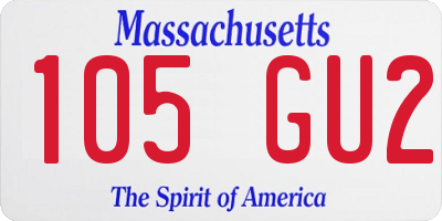 MA license plate 105GU2