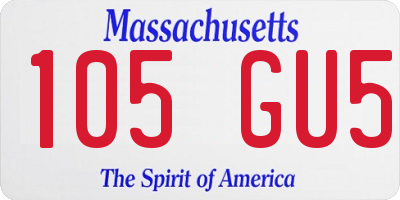 MA license plate 105GU5