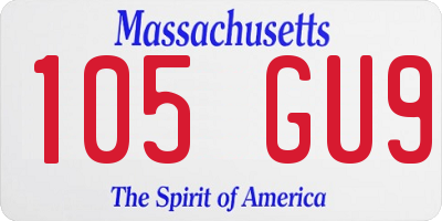 MA license plate 105GU9