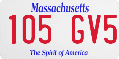 MA license plate 105GV5