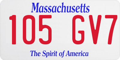 MA license plate 105GV7