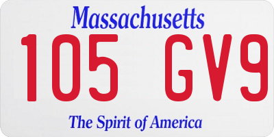 MA license plate 105GV9