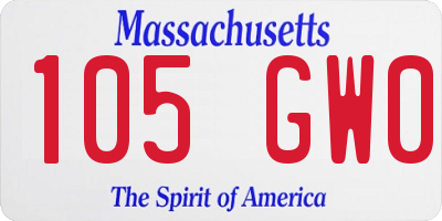 MA license plate 105GW0