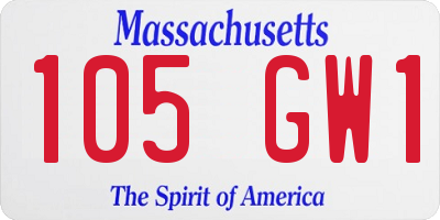 MA license plate 105GW1