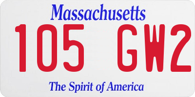 MA license plate 105GW2