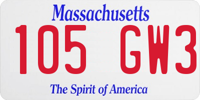 MA license plate 105GW3