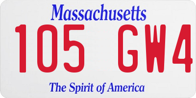 MA license plate 105GW4