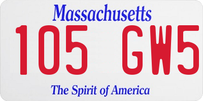 MA license plate 105GW5