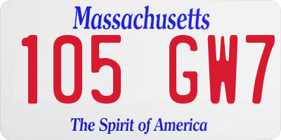 MA license plate 105GW7