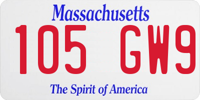 MA license plate 105GW9