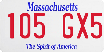 MA license plate 105GX5