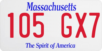 MA license plate 105GX7