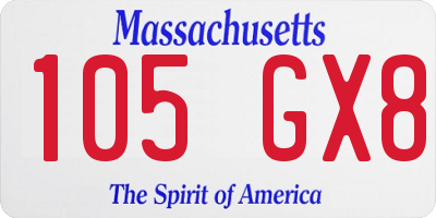 MA license plate 105GX8