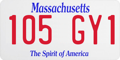 MA license plate 105GY1