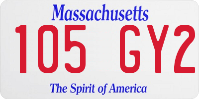 MA license plate 105GY2