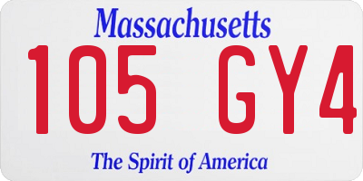 MA license plate 105GY4