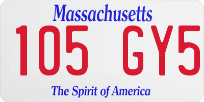 MA license plate 105GY5