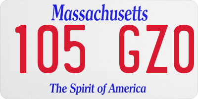 MA license plate 105GZ0
