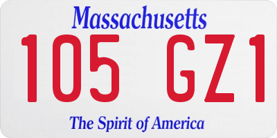 MA license plate 105GZ1