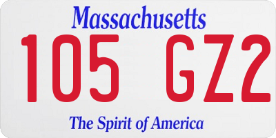 MA license plate 105GZ2