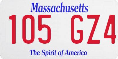 MA license plate 105GZ4