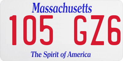 MA license plate 105GZ6