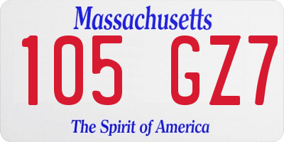 MA license plate 105GZ7