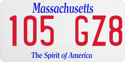 MA license plate 105GZ8