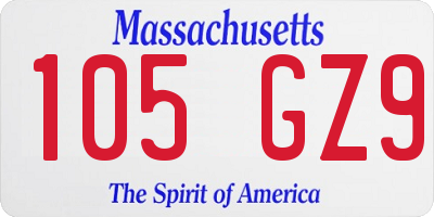 MA license plate 105GZ9