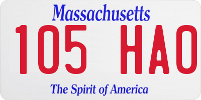 MA license plate 105HA0