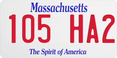 MA license plate 105HA2