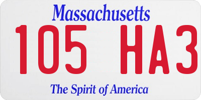 MA license plate 105HA3
