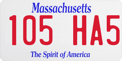MA license plate 105HA5