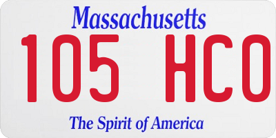 MA license plate 105HC0