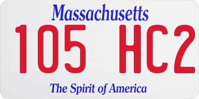 MA license plate 105HC2