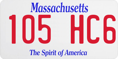 MA license plate 105HC6