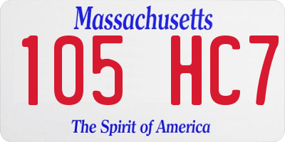 MA license plate 105HC7